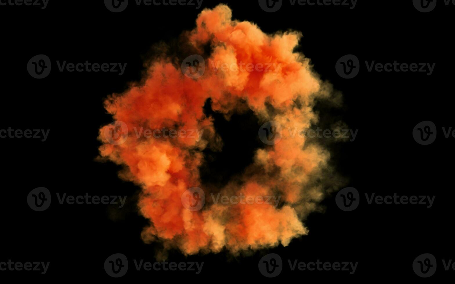 Orange smoke on black background, 3d rendering. photo