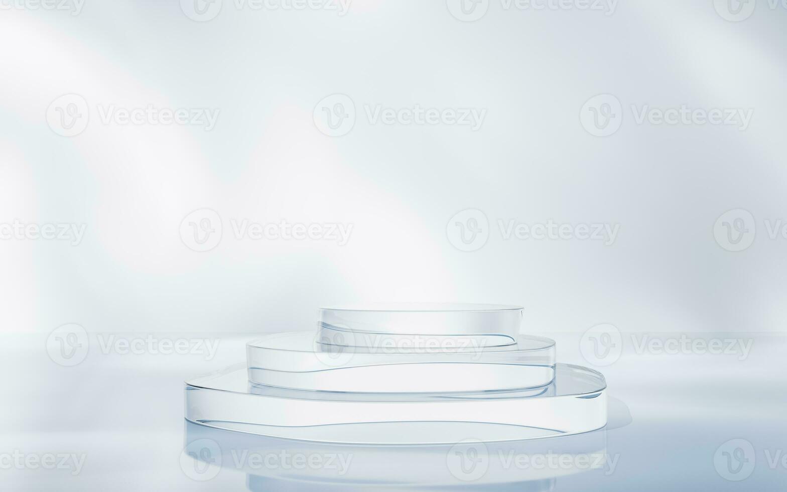 Transparent glass stage background, 3d rendering. photo