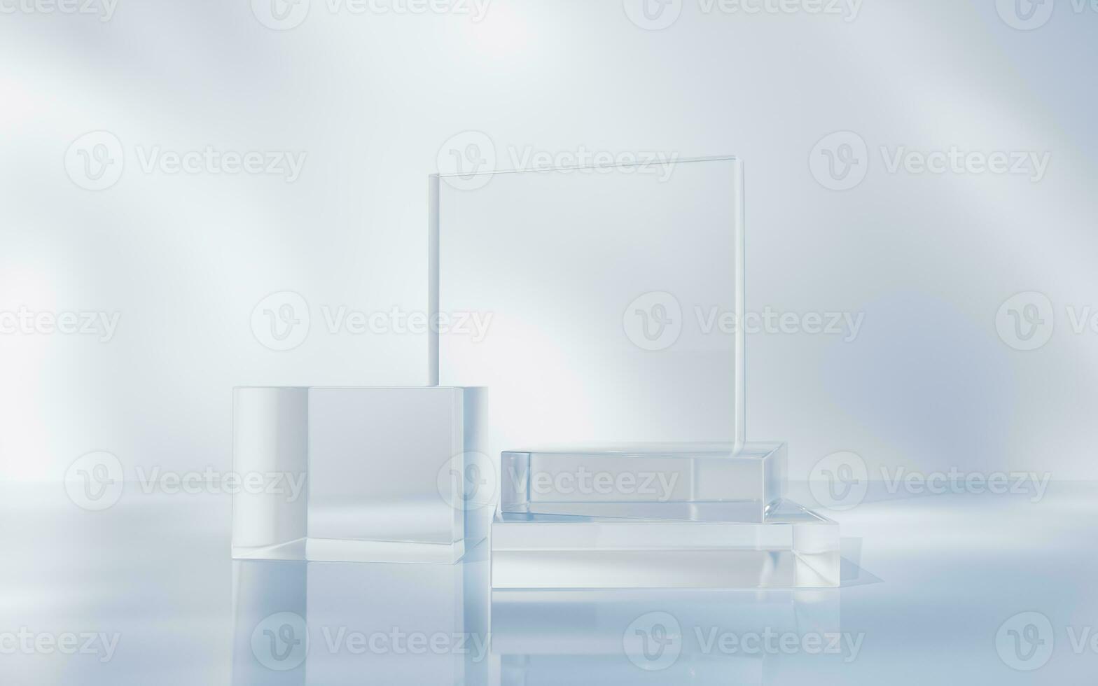 Transparent glass stage background, 3d rendering. photo