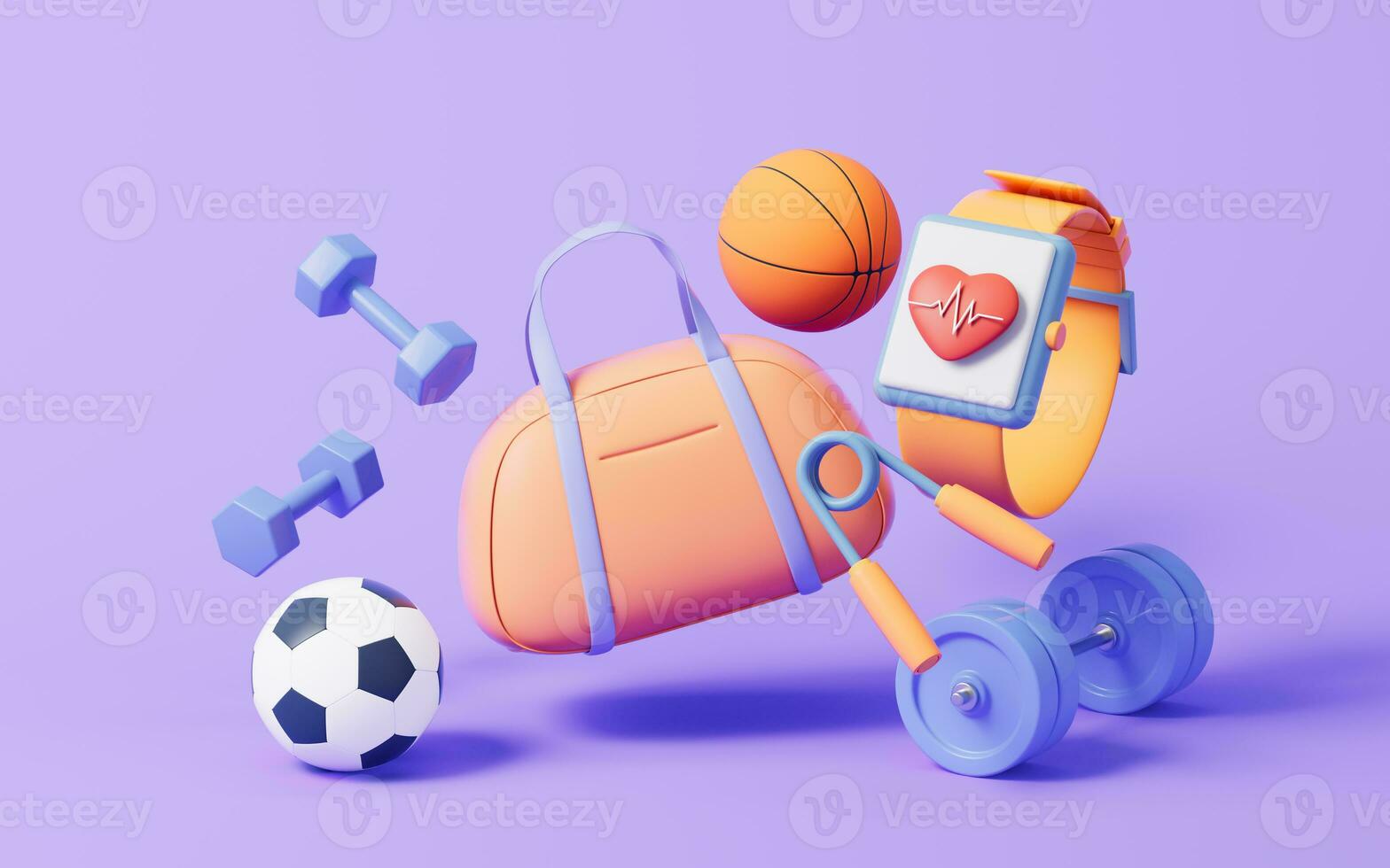 Fitness with cartoon style, 3d rendering. photo