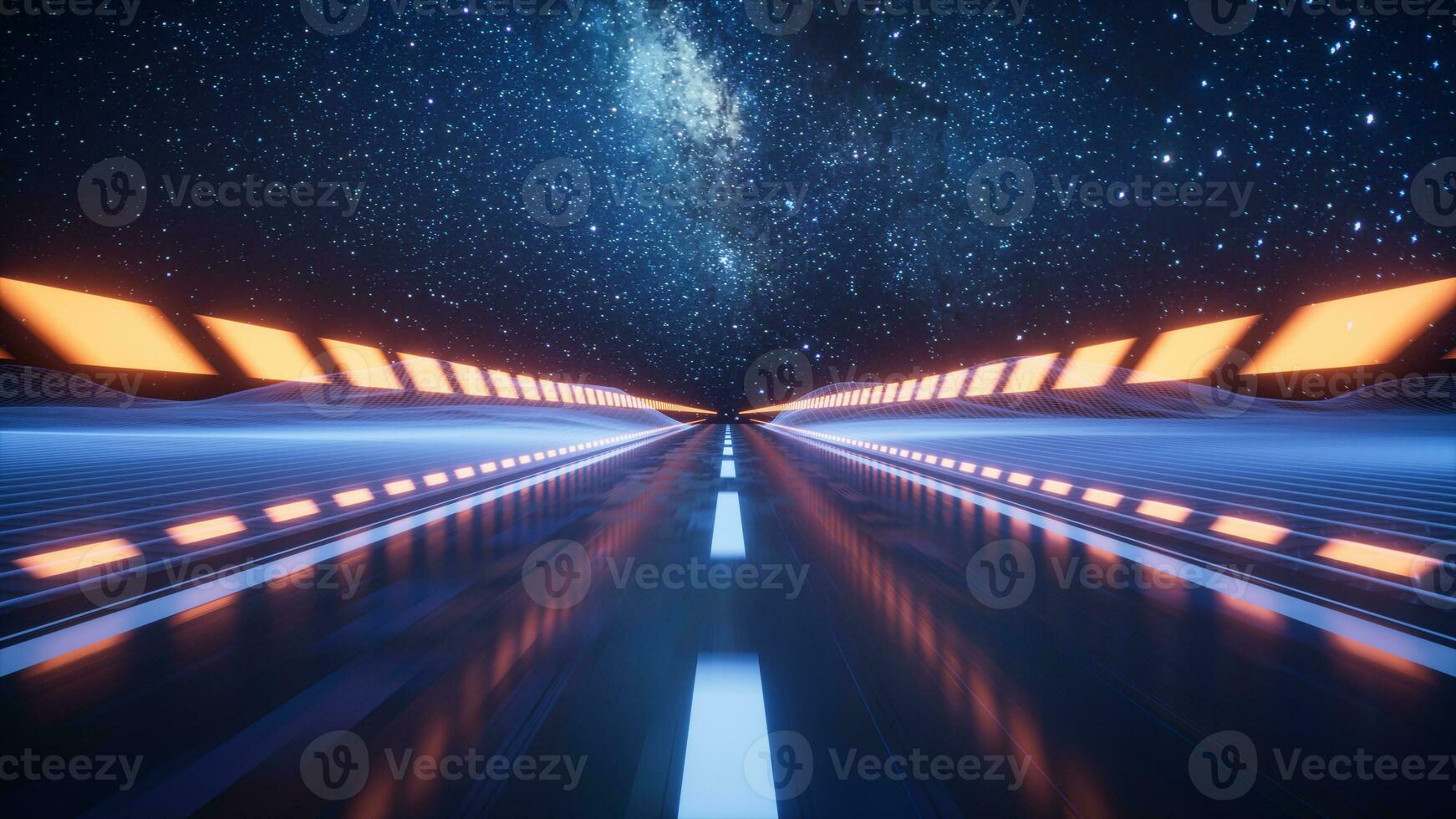 Highway road with digital space background, 3d rendering. photo