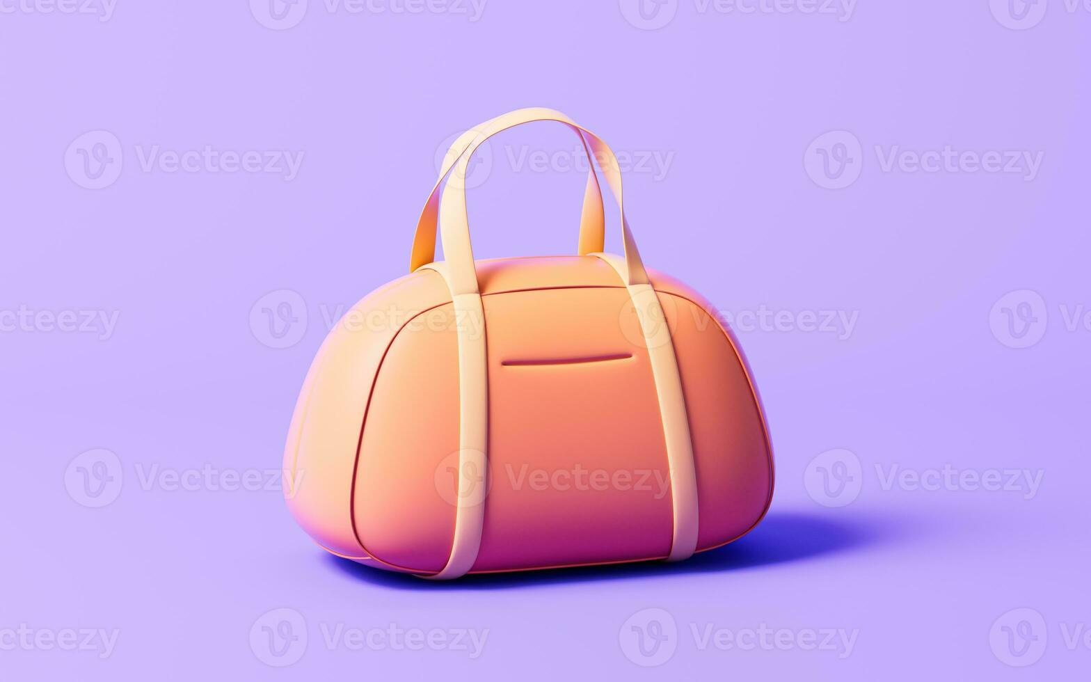 naranja bolso con dibujos animados estilo, 3d representación. foto