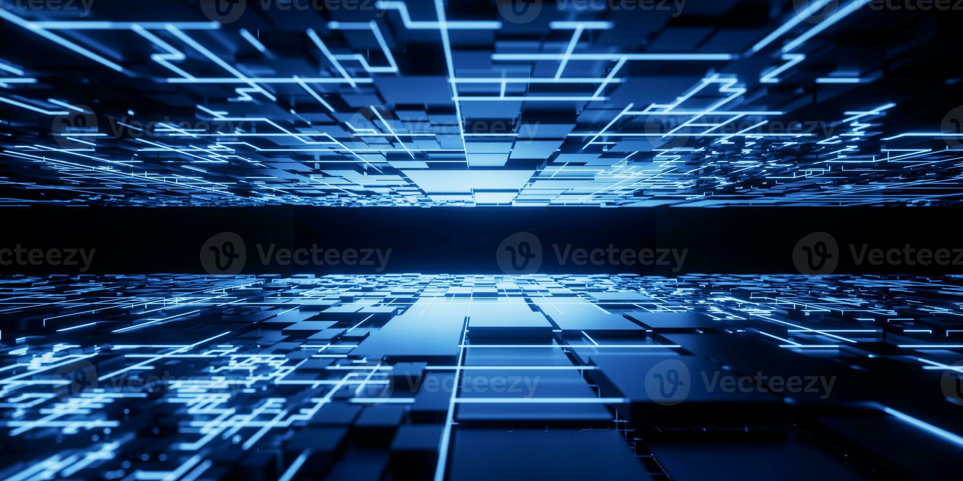 Technology cube cyberspace background, 3d rendering. photo