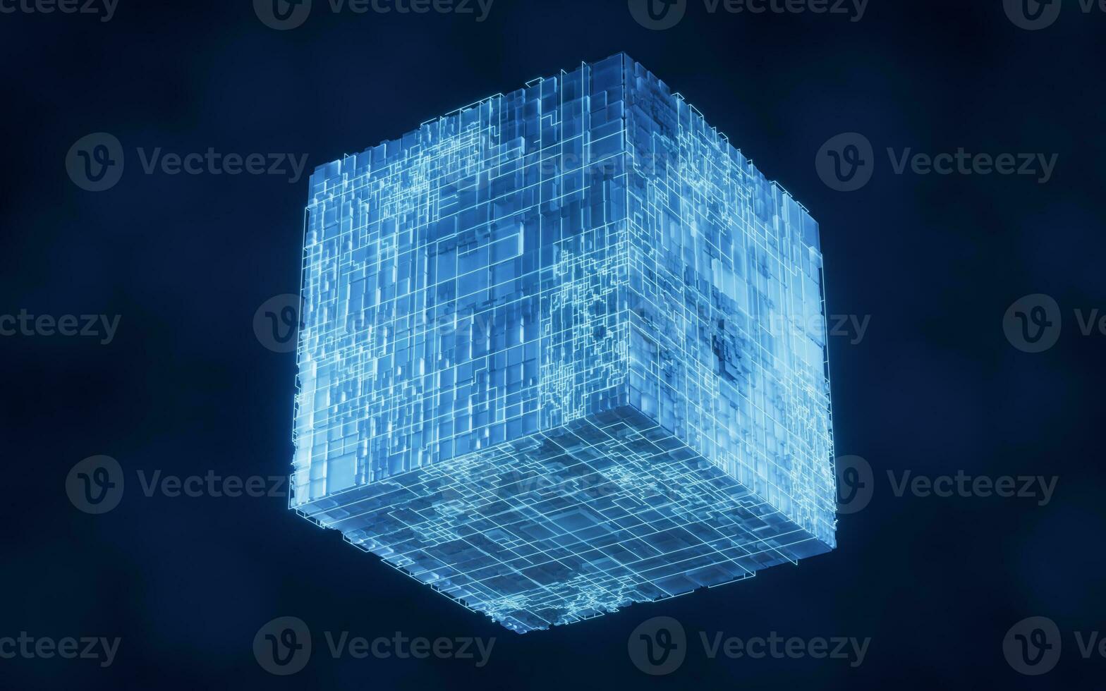 Abstract technology cube construction, 3d rendering. photo