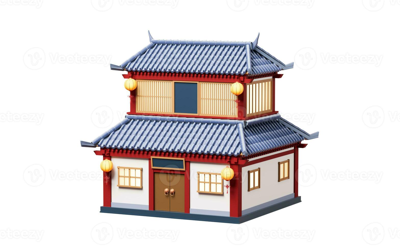 Chinese ancient building with retro style, 3d rendering. photo