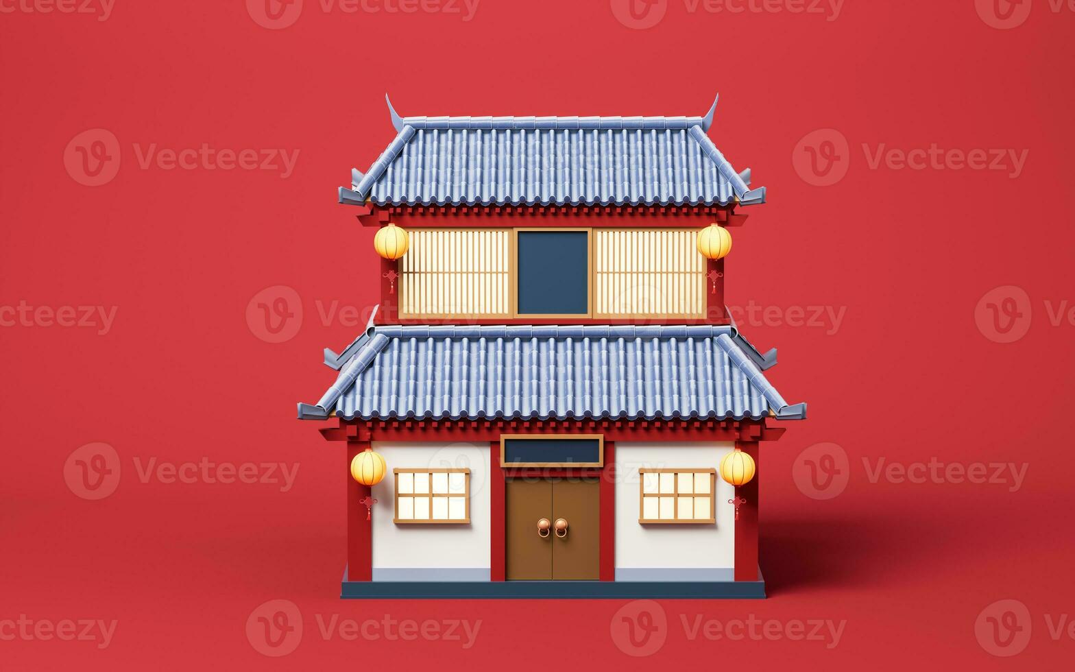 Chinese ancient building with retro style, 3d rendering. photo