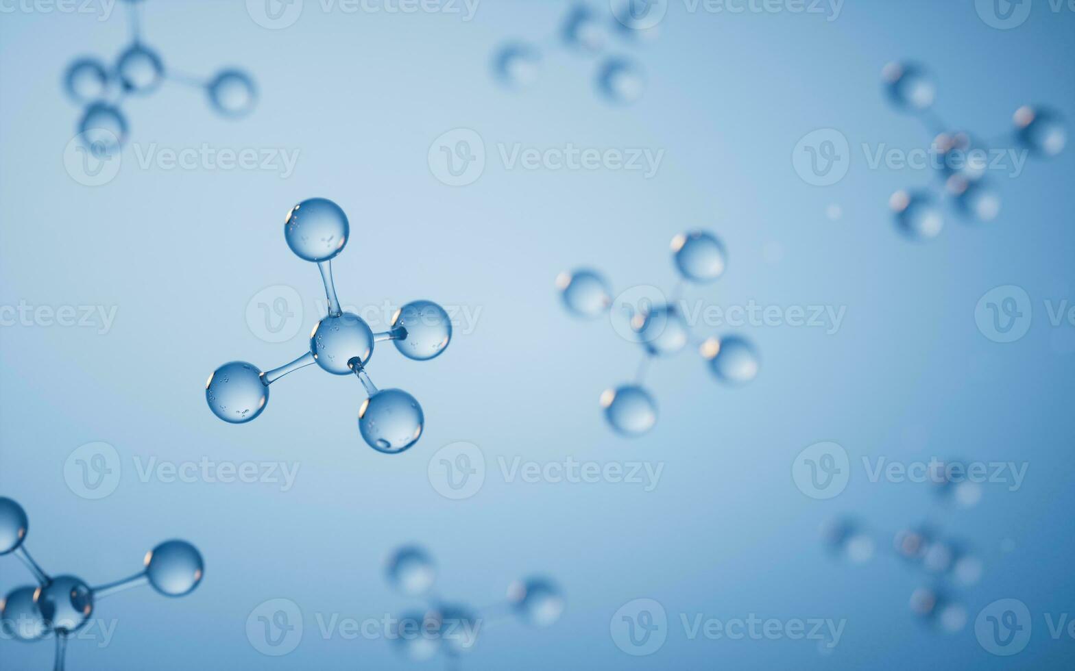 Molecules with blue background, 3d rendering. photo