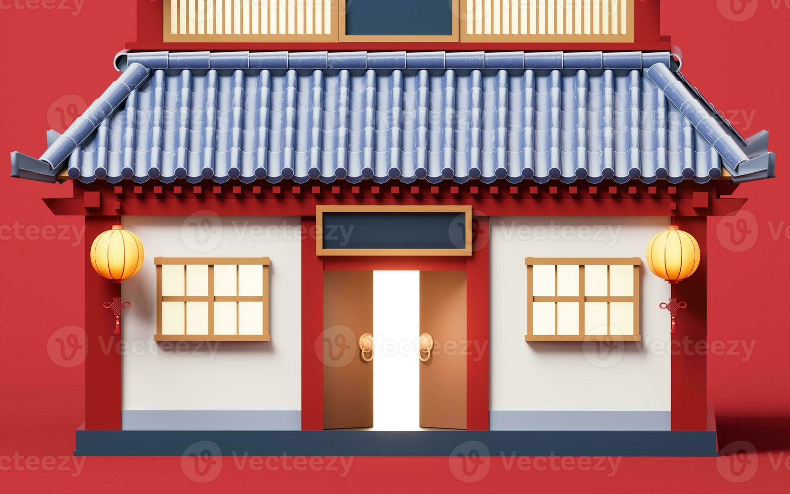 Chinese ancient building with retro style, 3d rendering. photo