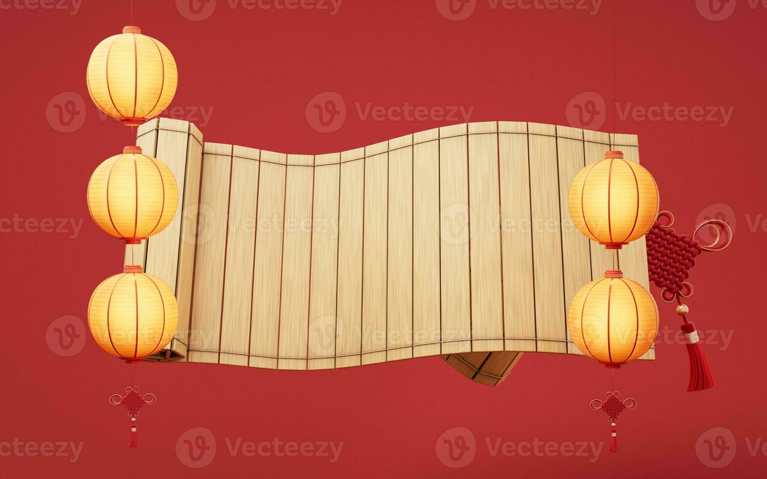 Retro Chinese acient bamboo slip, 3d rendering. photo