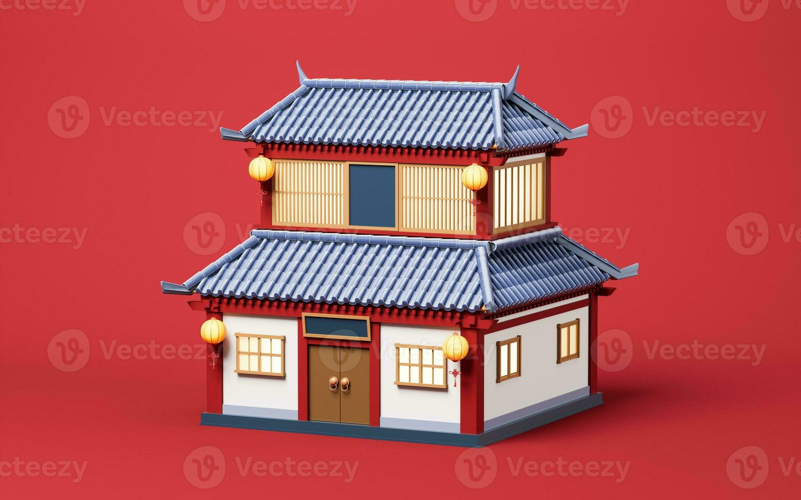 Chinese ancient building with retro style, 3d rendering. photo