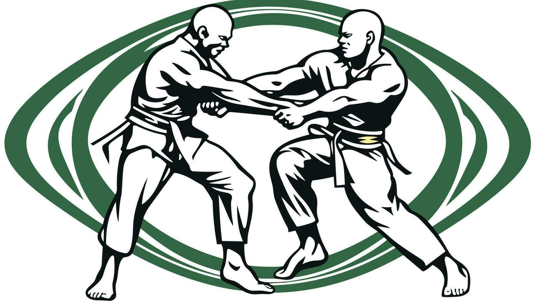Elegant Duel of Judo Fighters Discover Our Banner Showcasing the Artistry and Precision of Japanese Staff Combat vector