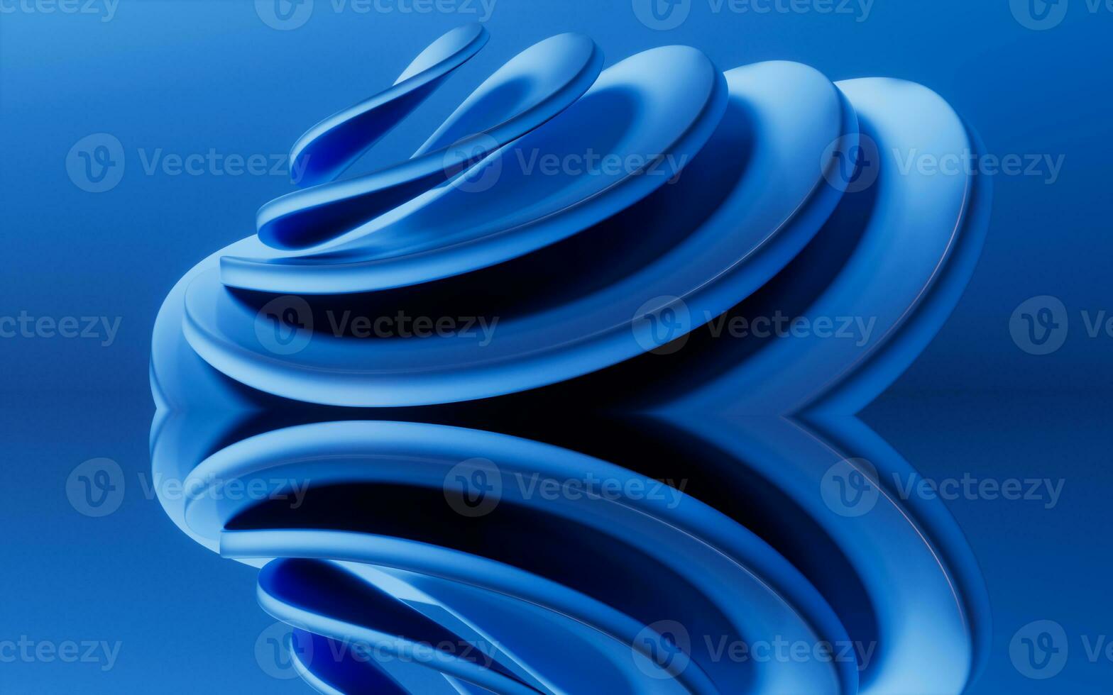 Abstract blue curve geometry, 3d rendering. photo