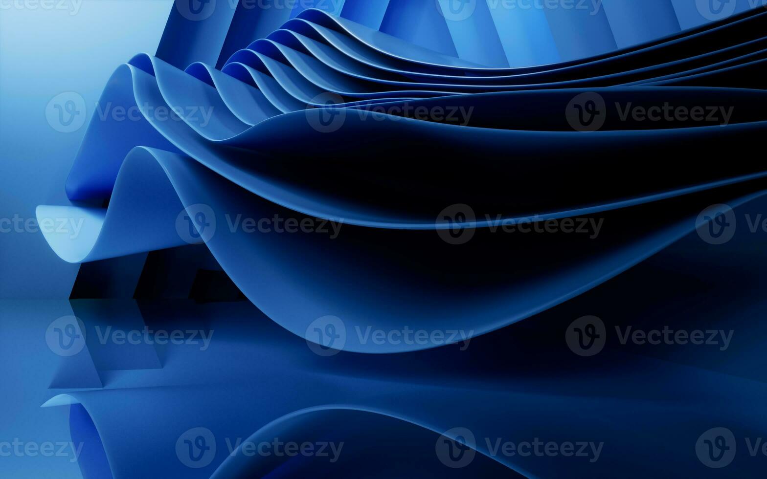 Abstract blue curve geometry, 3d rendering. photo