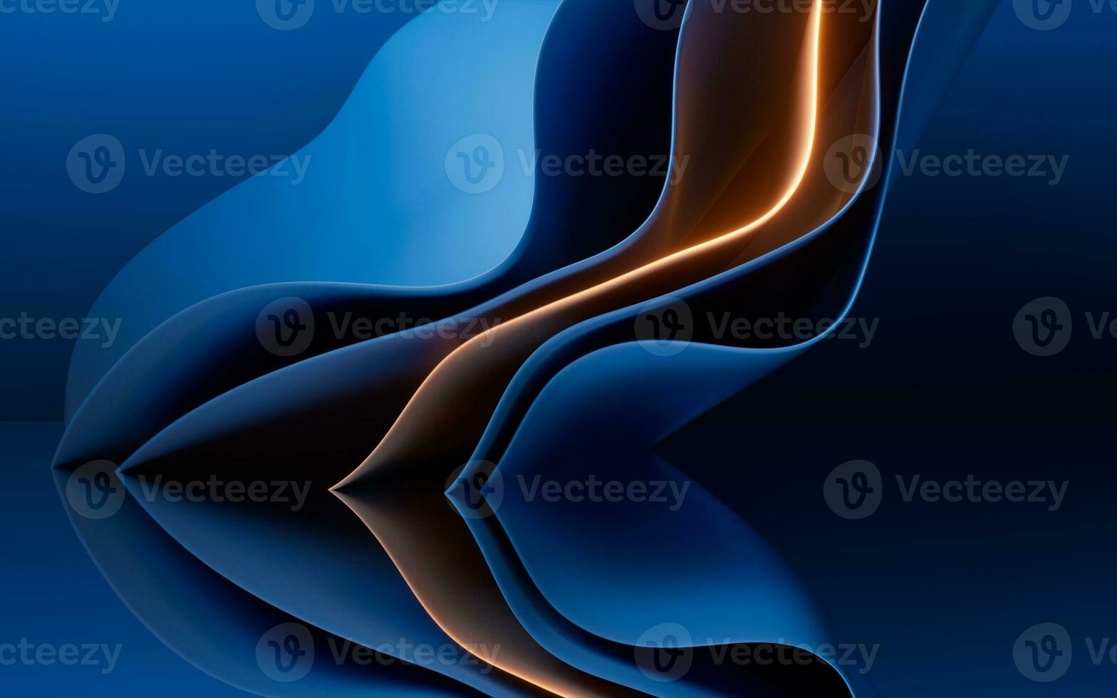 Abstract blue curve geometry, 3d rendering. photo