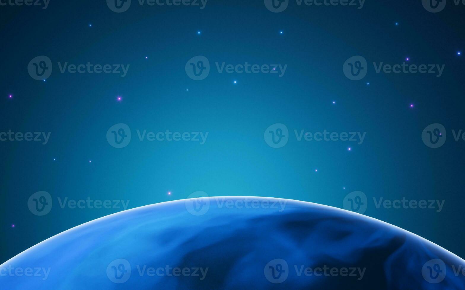 Cartoon style planet in the outer space, 3d rendering. photo