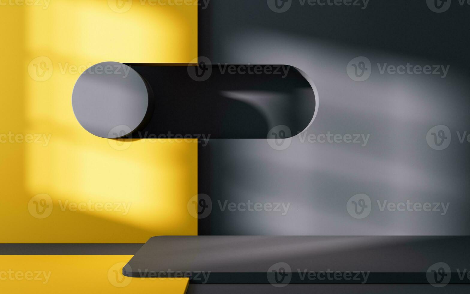 Empty room with geometry shapes, 3d rendering. photo