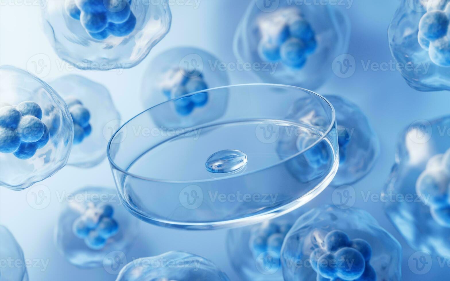 Petri dish and transparent cell, 3d rendering. photo