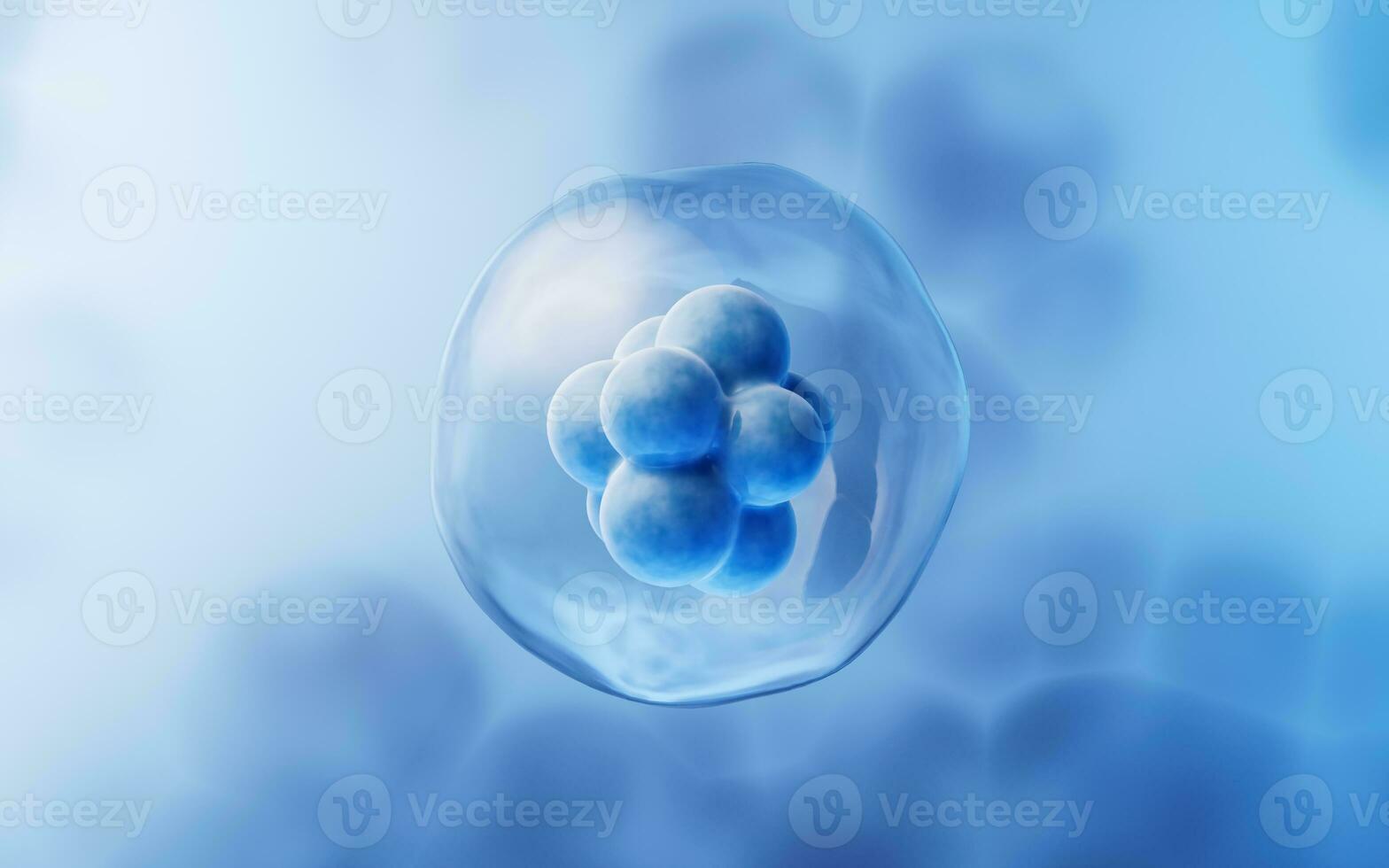 Transparent cell with biotechnology and cosmetic concept, 3d rendering. photo