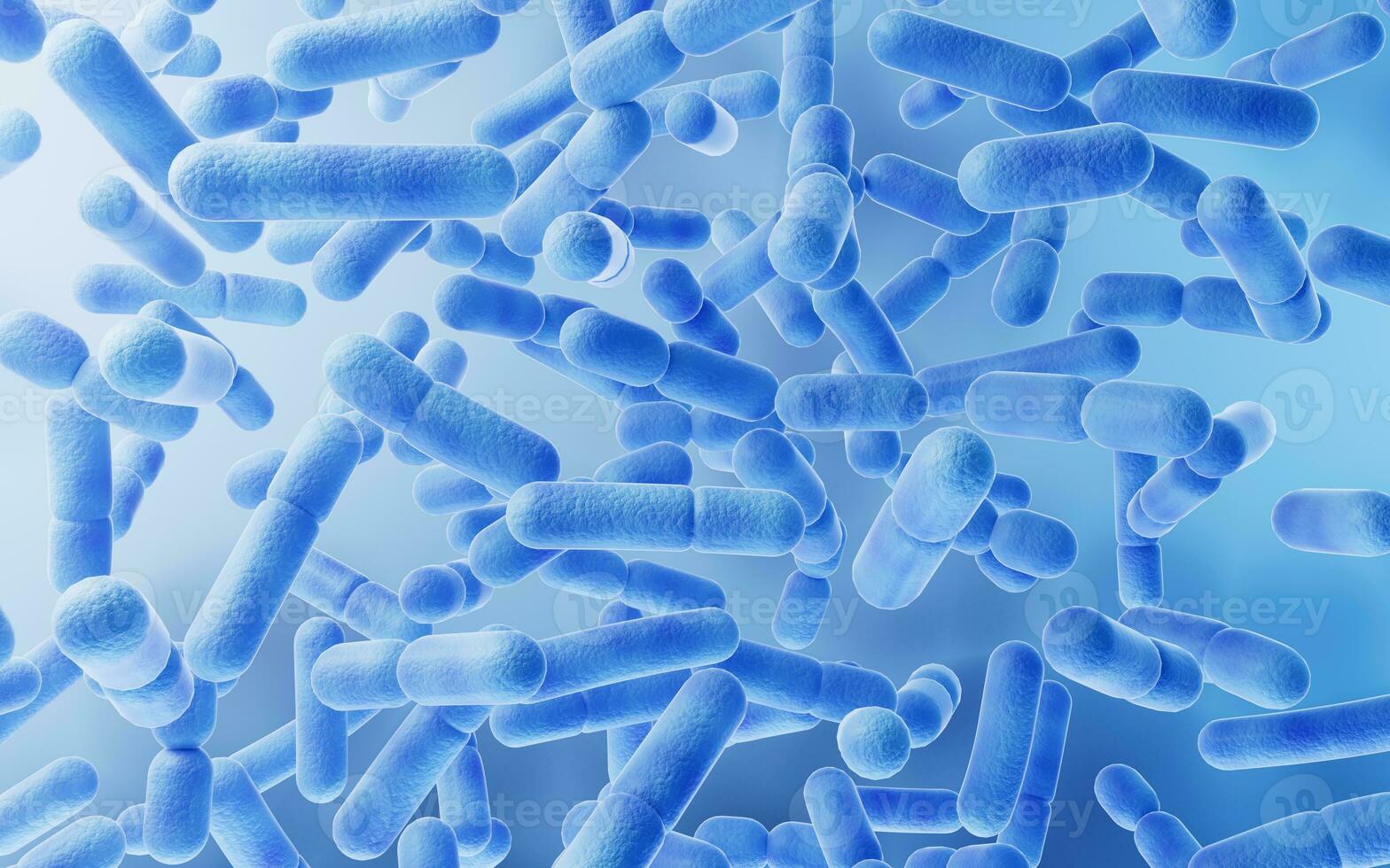 grande grupos de gérmenes con azul fondo, 3d representación. foto