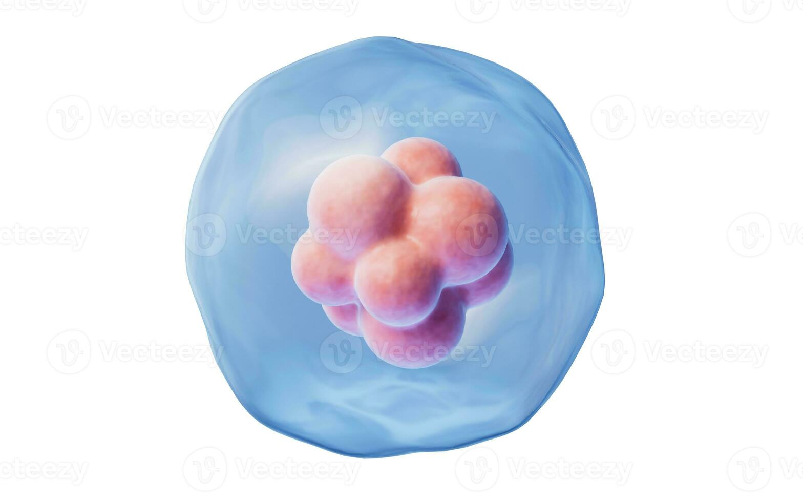 Blue isolated cell with biology concept, 3d rendering. photo