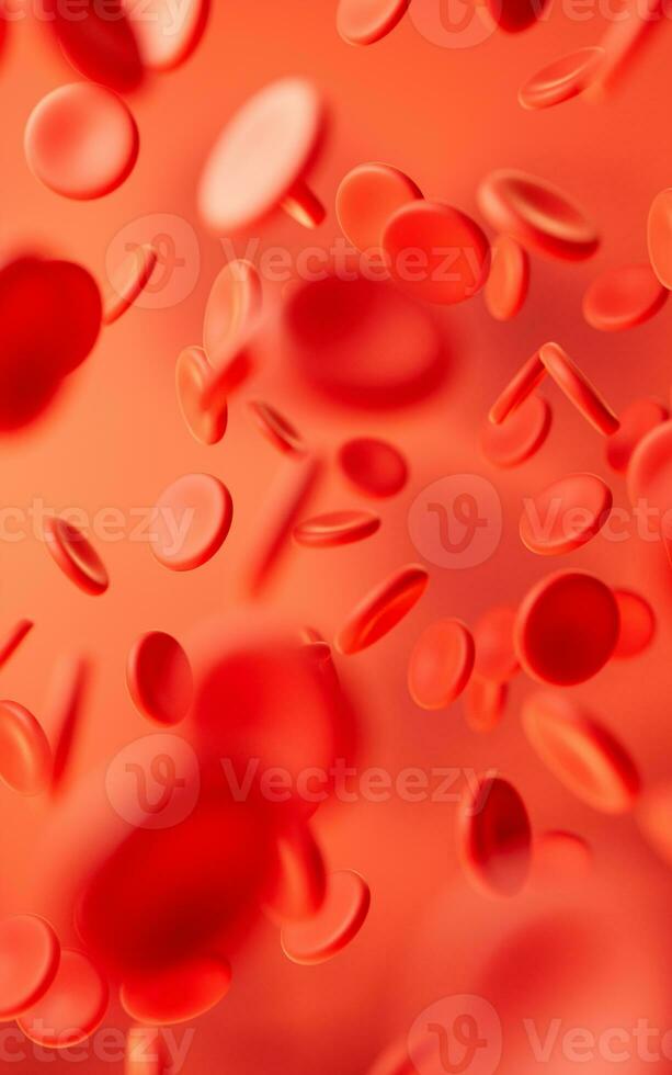 Blood and red blood cells, 3d rendering. photo