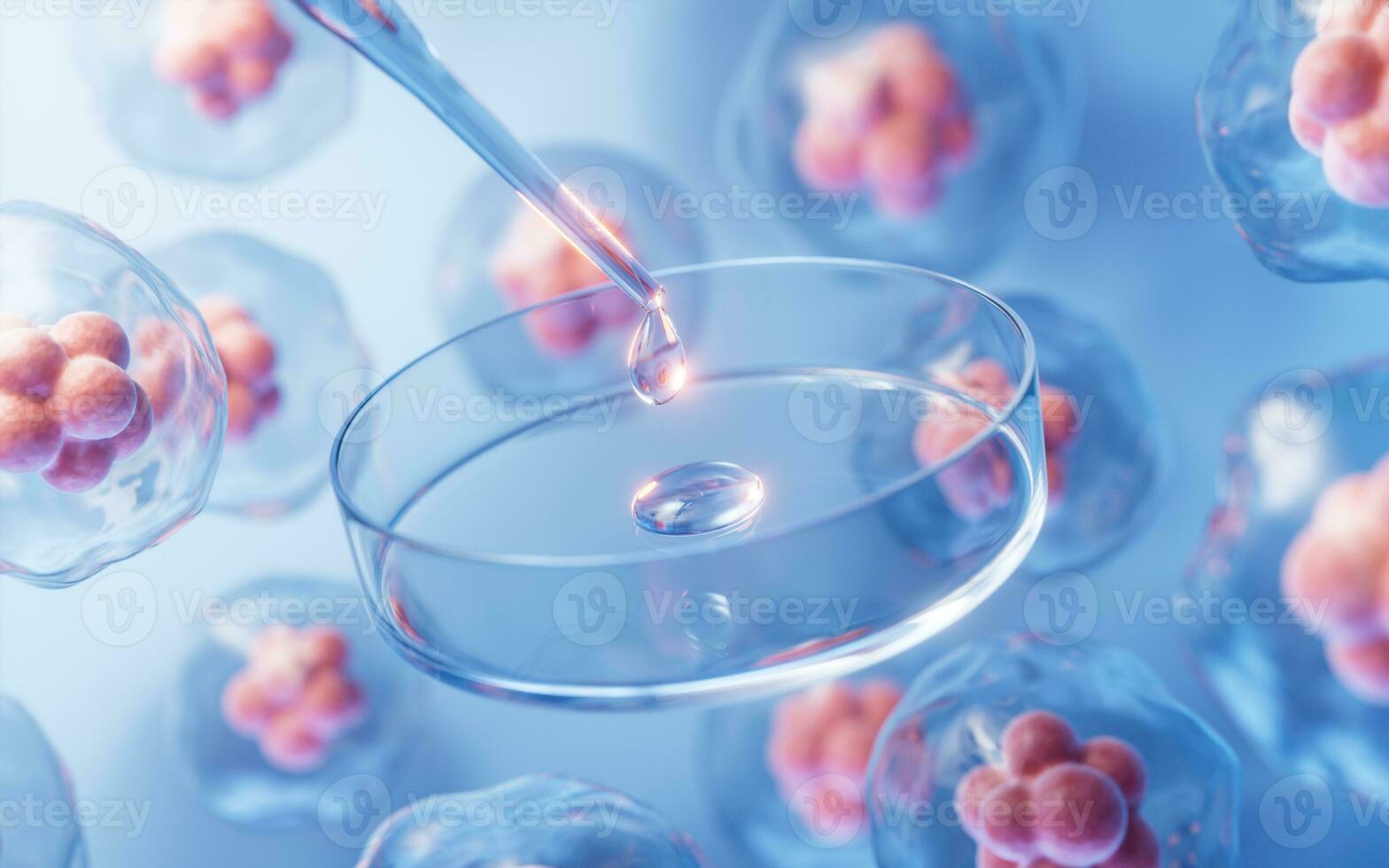 Petri dish and transparent cell, 3d rendering. photo