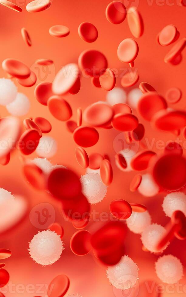 Blood and red blood cells, 3d rendering. photo