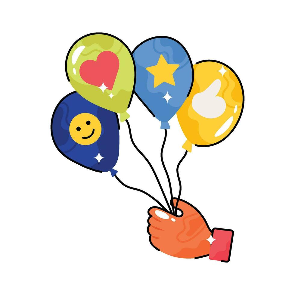 Balloons doodle vector colorful  Sticker. EPS 10 file