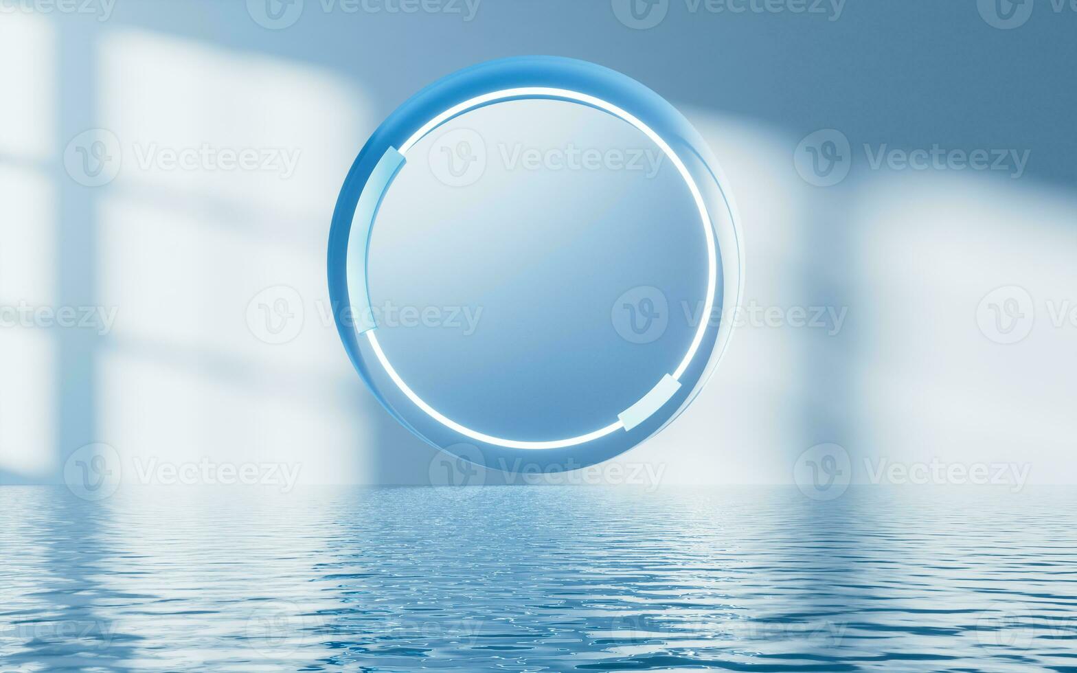 Empty room with water surface, 3d rendering. photo