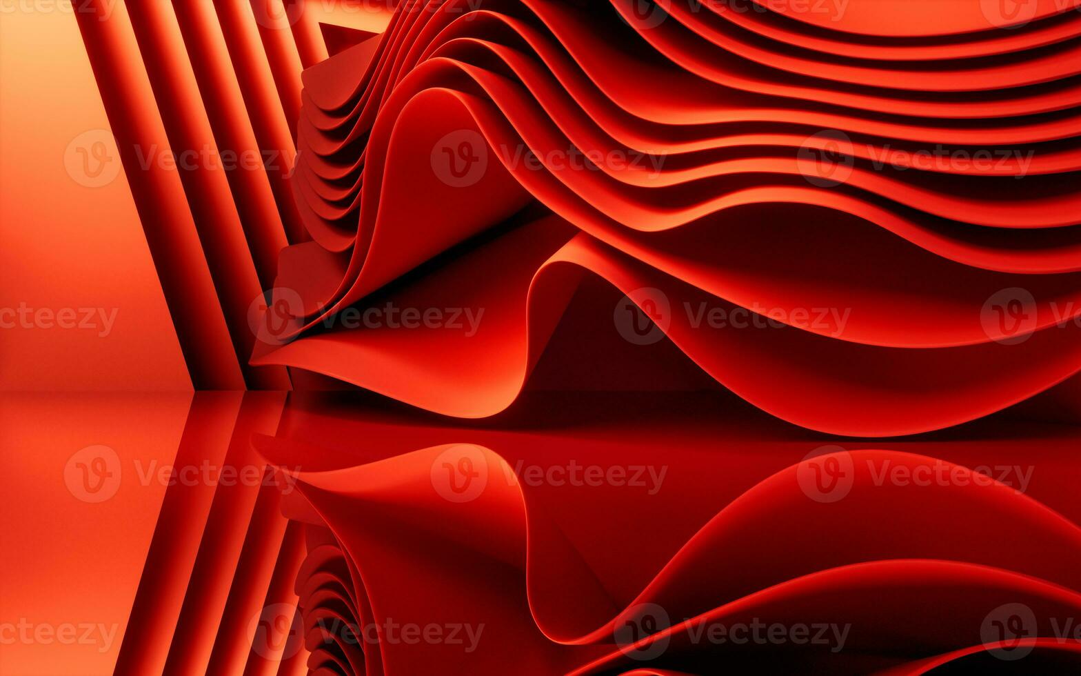 Abstract red curve stage background, 3d rendering. photo