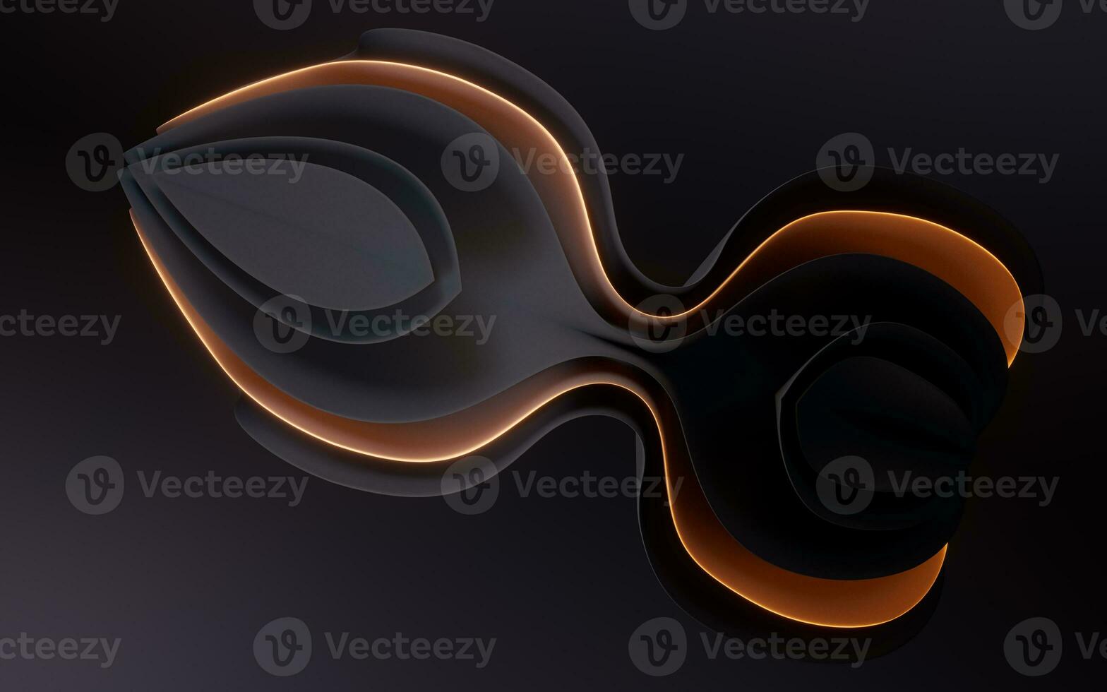 Dark curve geometry and glowing lines, 3d rendering. photo