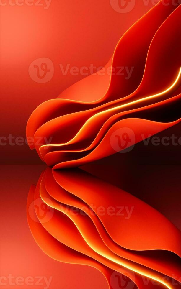 Abstract red curve geometry background, 3d rendering. photo