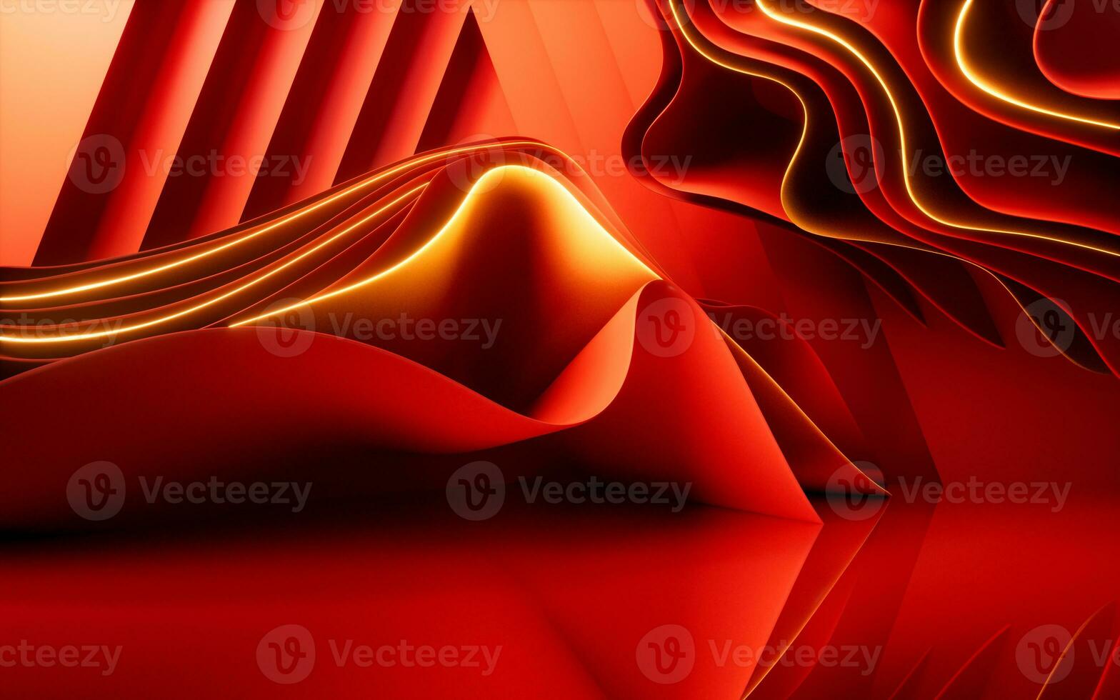 Abstract red curve stage background, 3d rendering. photo
