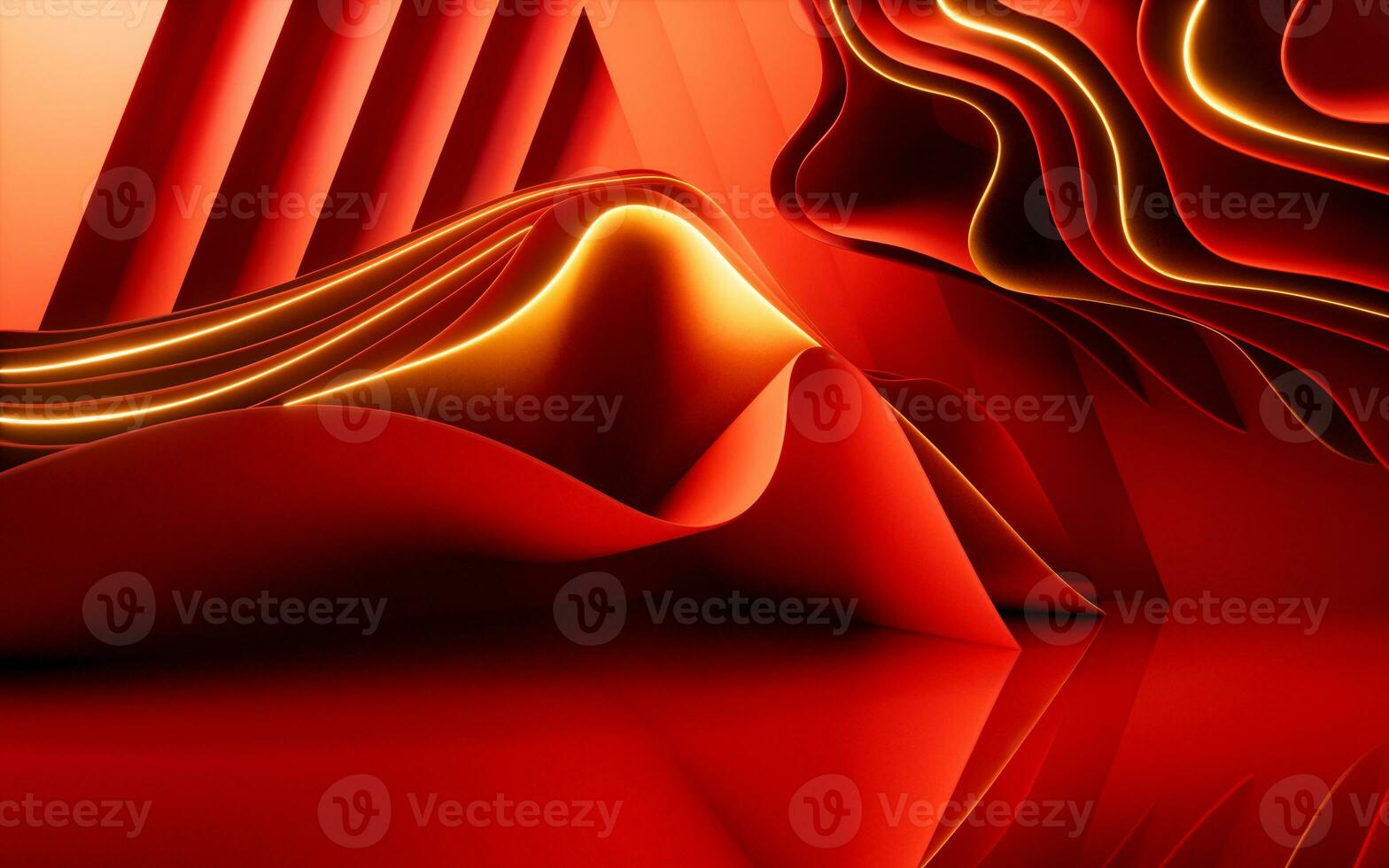 Abstract red curve stage background, 3d rendering. photo