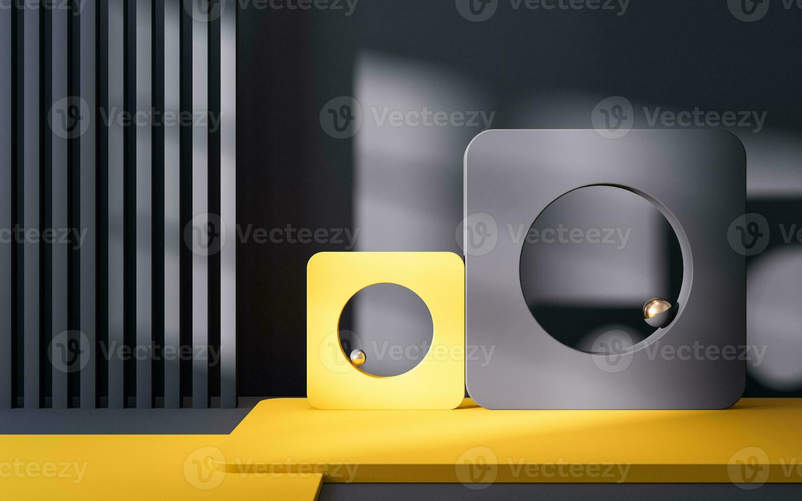 Empty room with geometry shapes, 3d rendering. photo