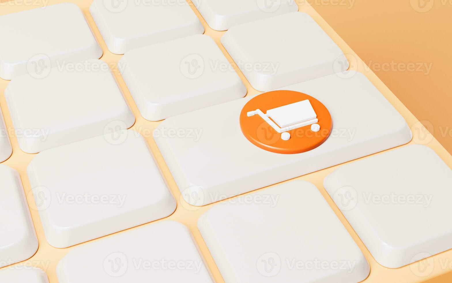Shopping cart and keyboard, 3d rendering. photo