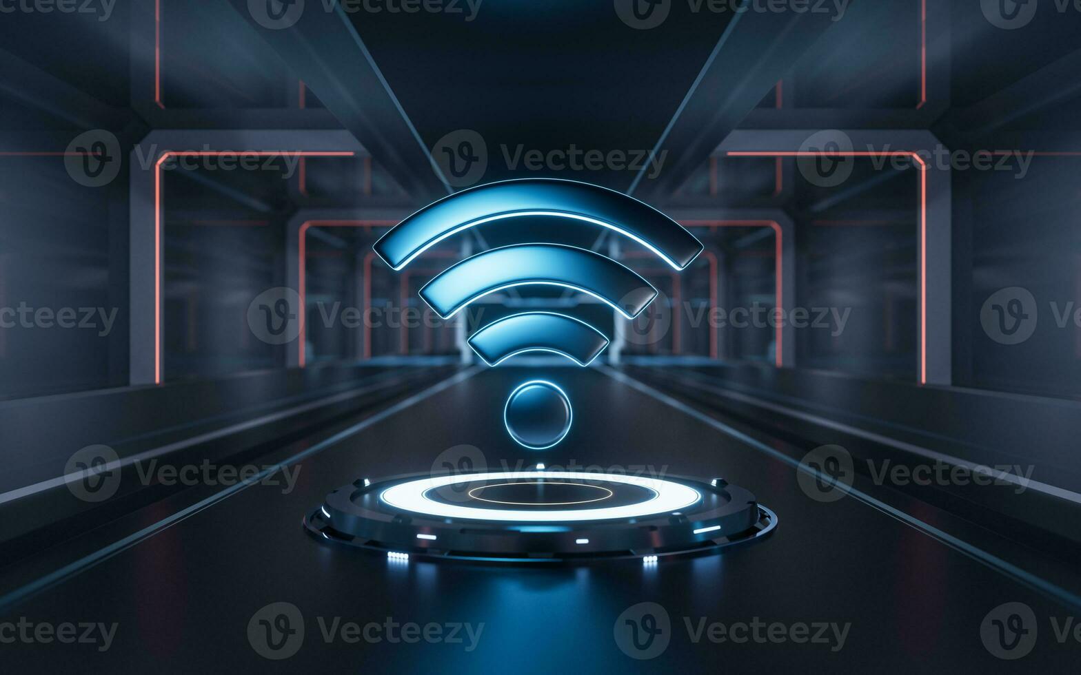Wireless network with technology background, 3d rendering. photo