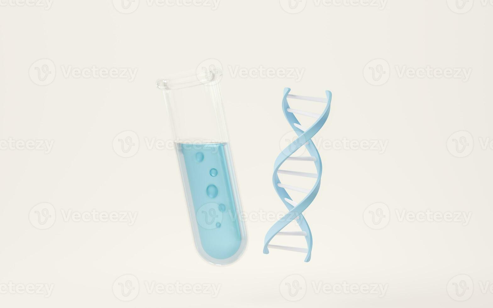 DNA and chemical equipment, 3d rendering. photo