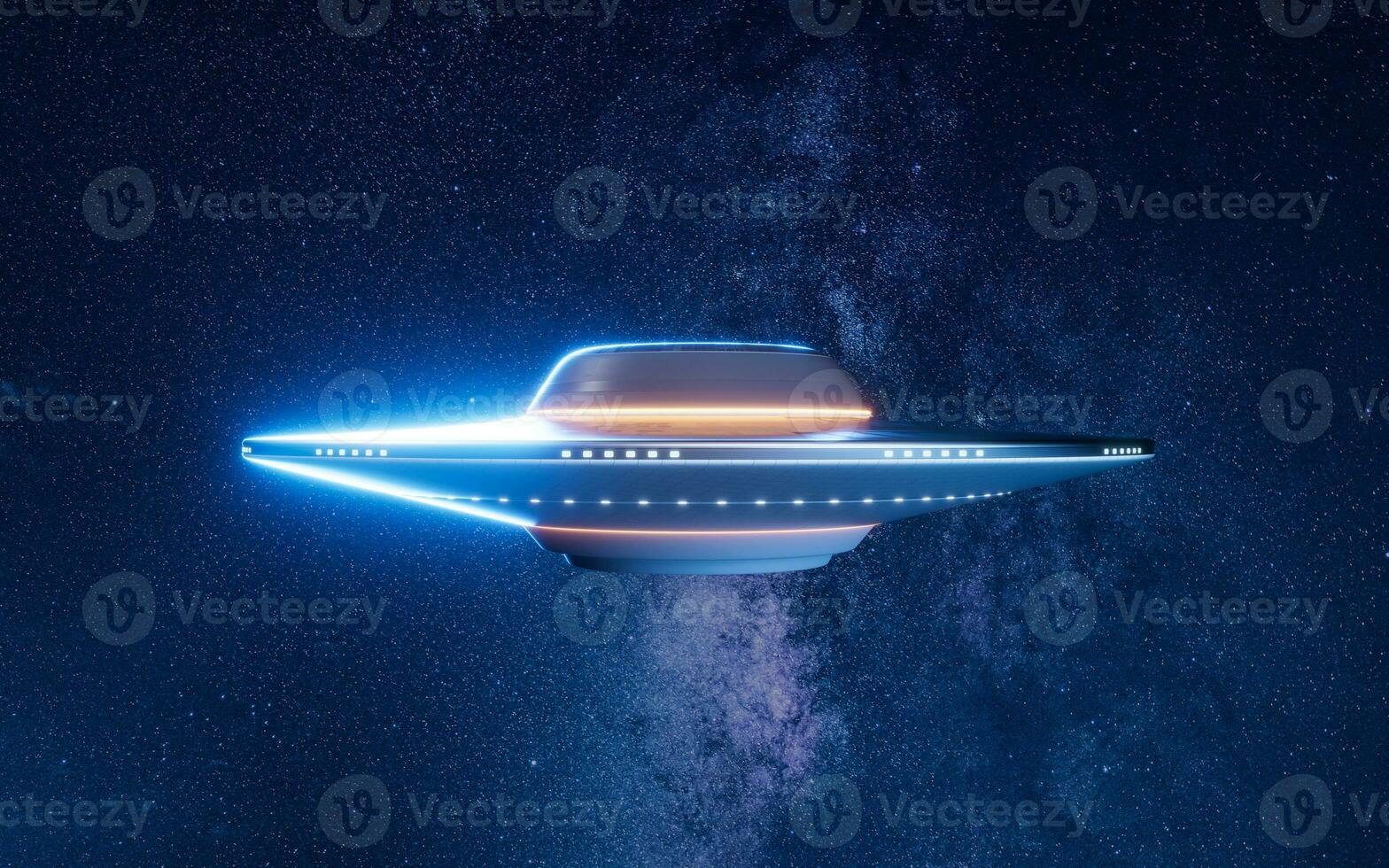 Science fiction UFO spaceships, 3d rendering. photo