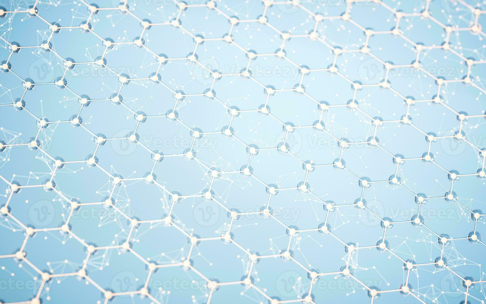 Molecule structure with hexagonal shape, 3d rendering. photo