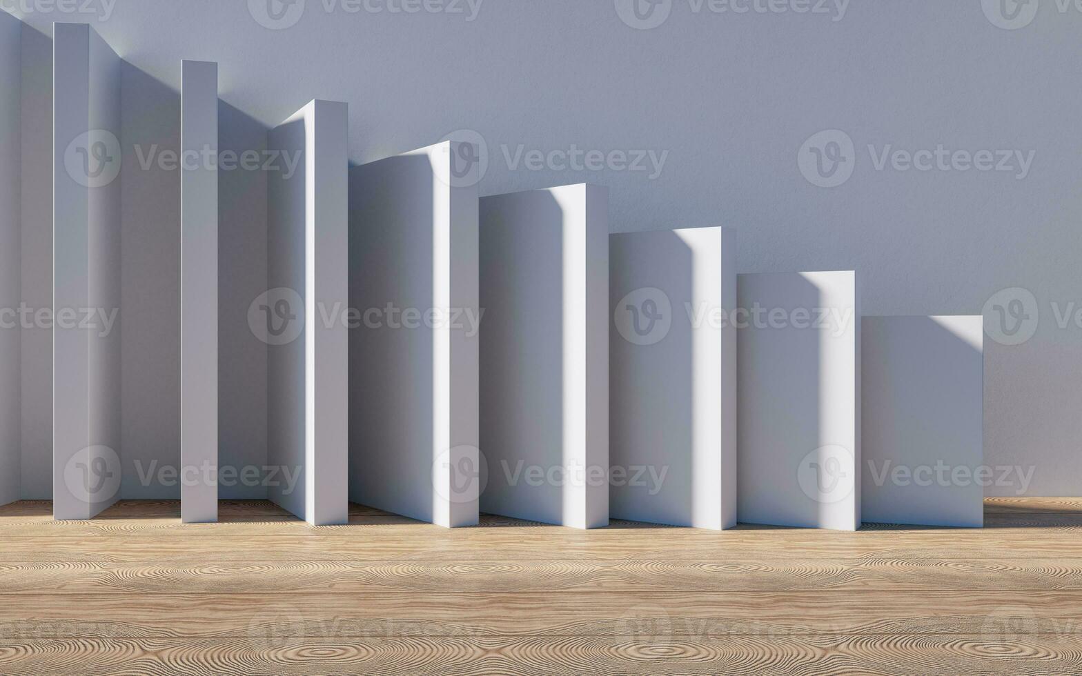 Empty building structure with wood floor, 3d rendering. photo