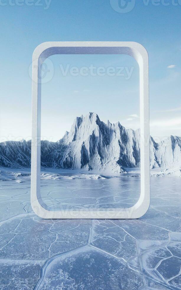 Ice ground with crack pattern, 3d rendering. photo