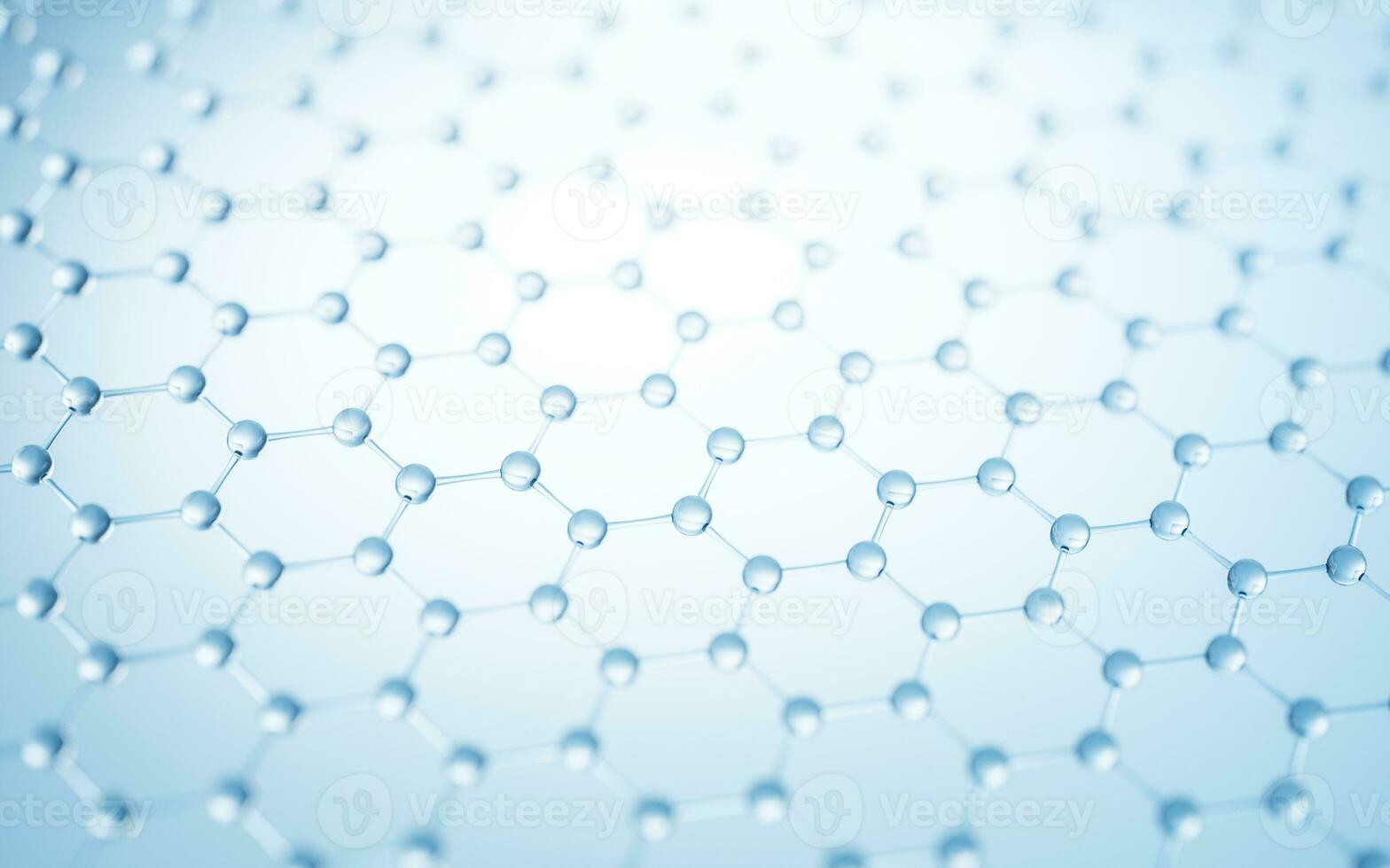 Molecule structure with hexagonal shape, 3d rendering. photo