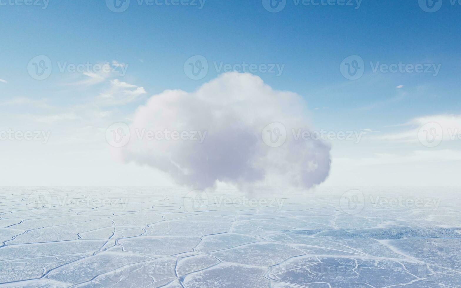 Ice ground with white cloud, 3d rendering. photo