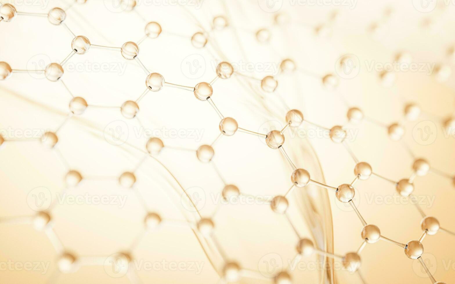 Molecule structure with hexagonal shape, 3d rendering. photo