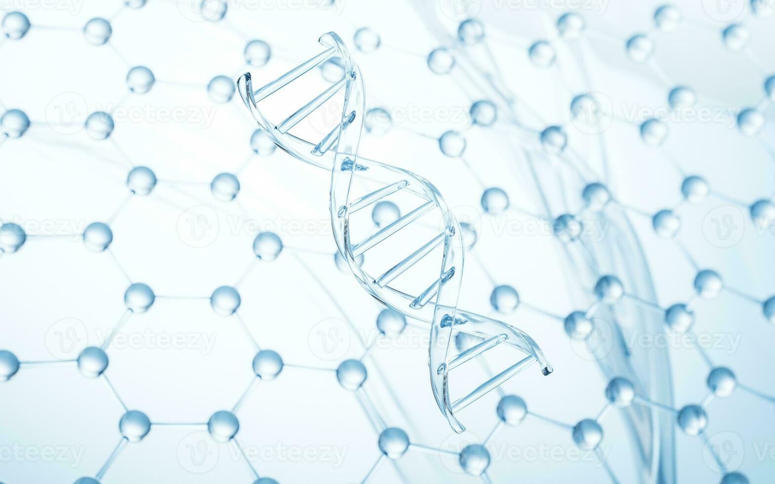 DNA with molecule structure background, 3d rendering. photo