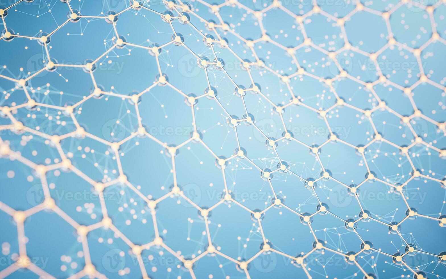 Molecule structure with hexagonal shape, 3d rendering. photo