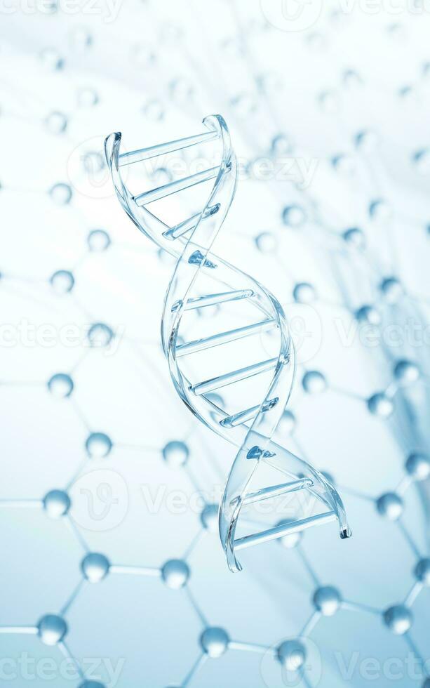 DNA with molecule structure background, 3d rendering. photo