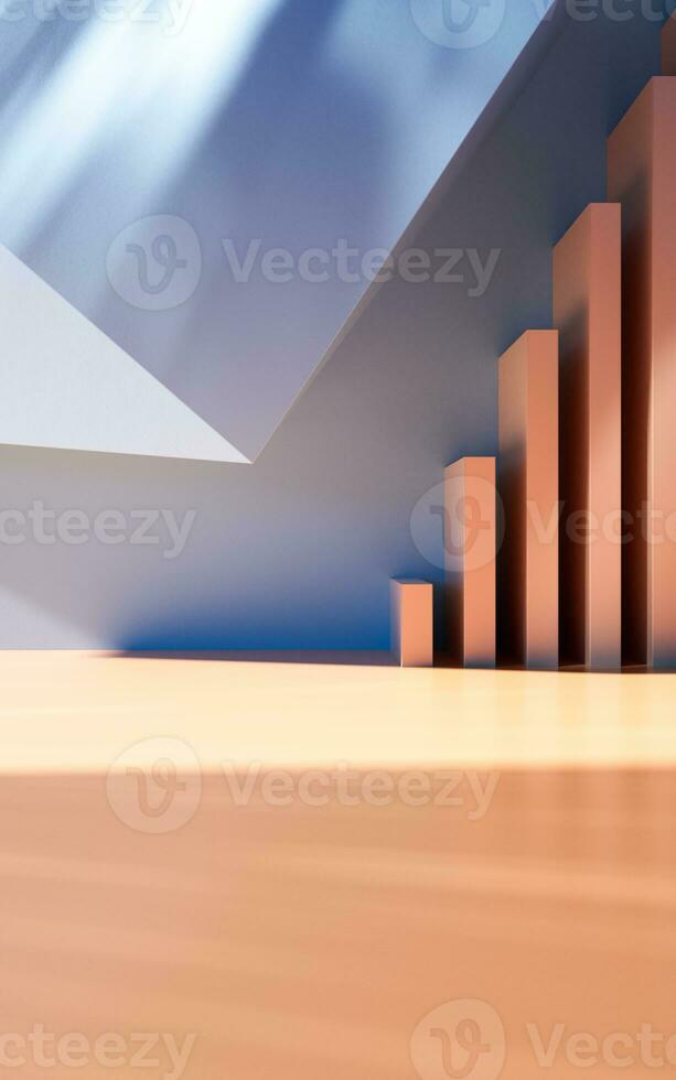 Empty building structure with geometric structure, 3d rendering. photo