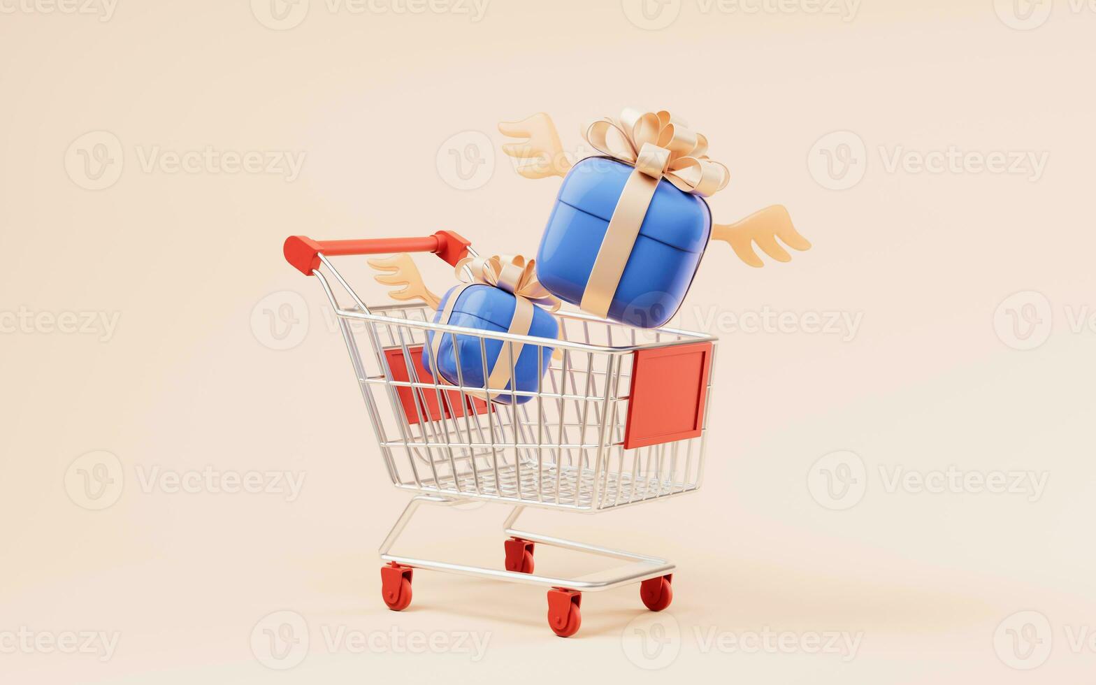 Gift box with cartoon style, 3d rendering. photo